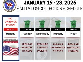 MLK week schedule: pickups delayed one day; none on Monday