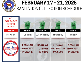 Presidents Day 25 sanitation schedule