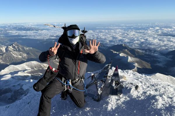 Mayor Gates at top of Mount Elbrus in Europe
