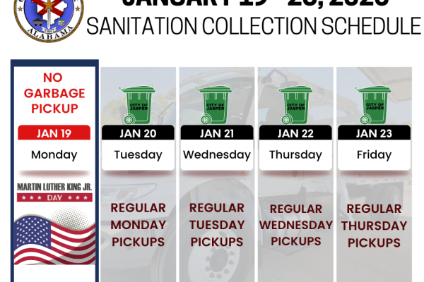 MLK week schedule: pickups delayed one day; none on Monday