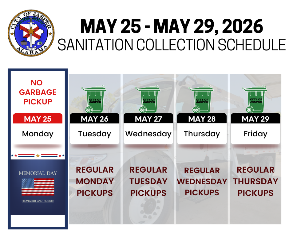 Memorial Day Week Sanitation pickup schedule