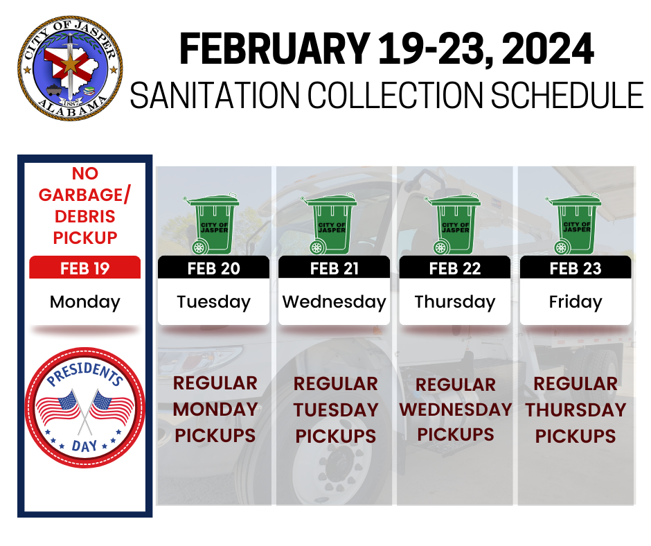 presidents day sanitations schedule