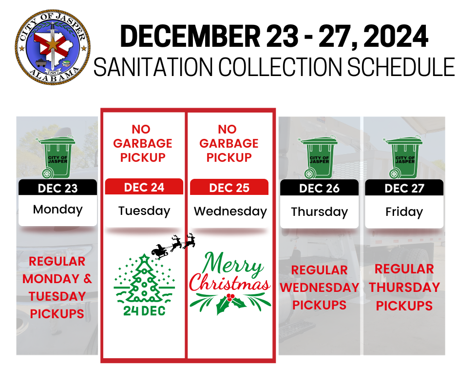 christmas week garbage schedule