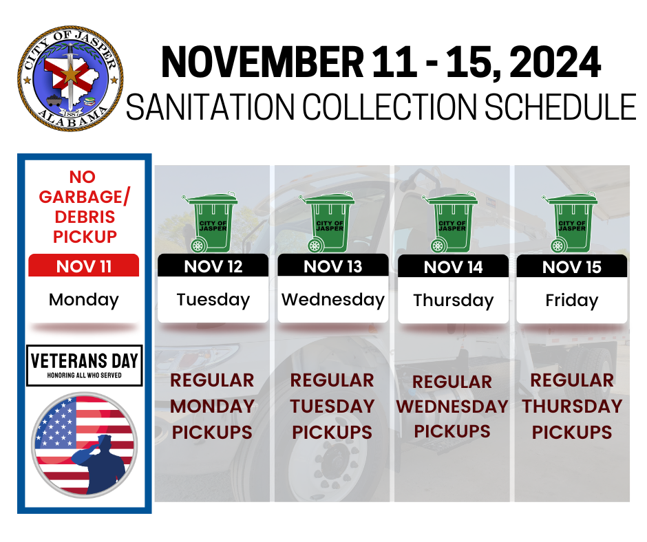 veterans day 24 pickup schedule