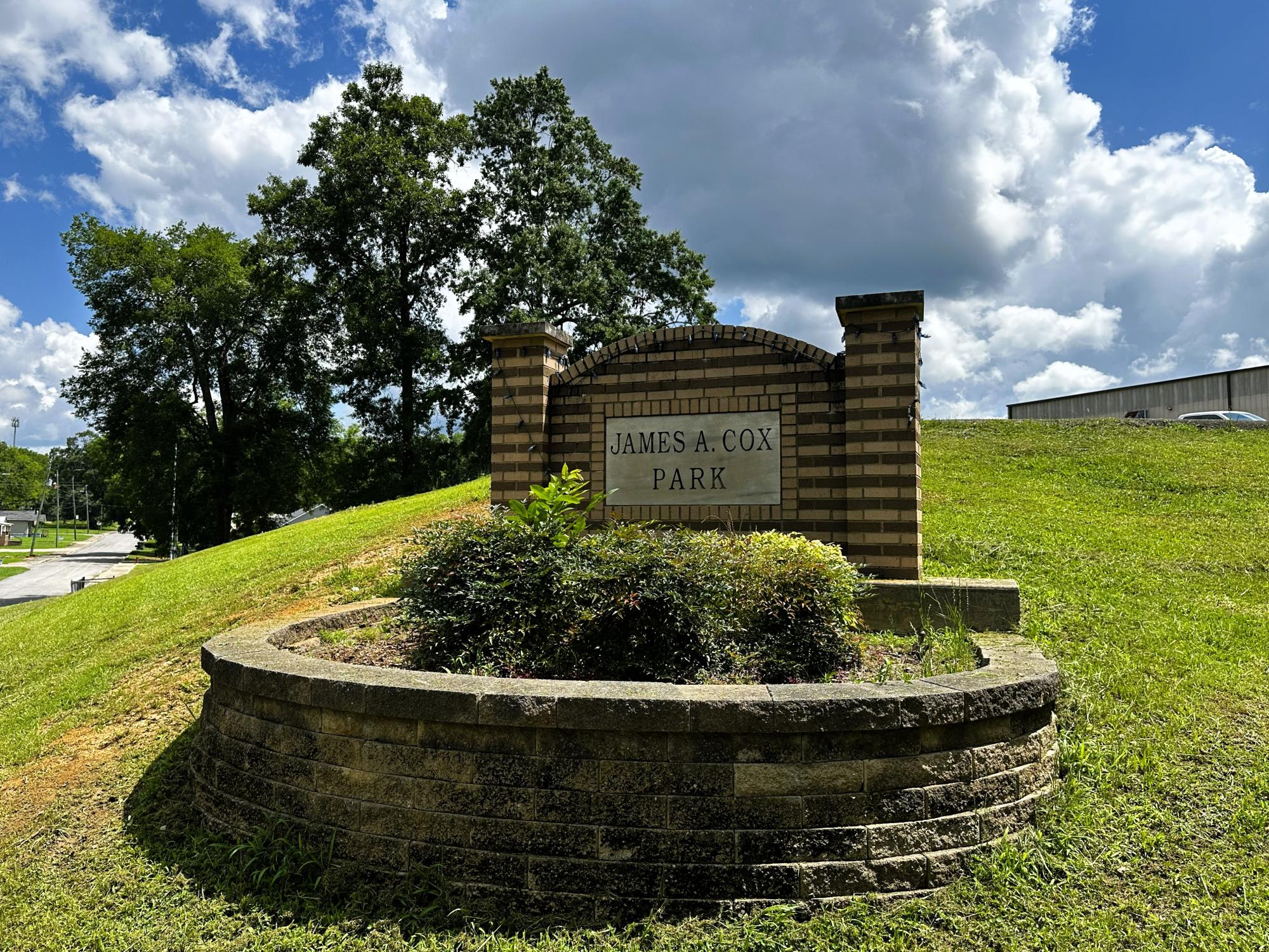 James A. Cox Park sign