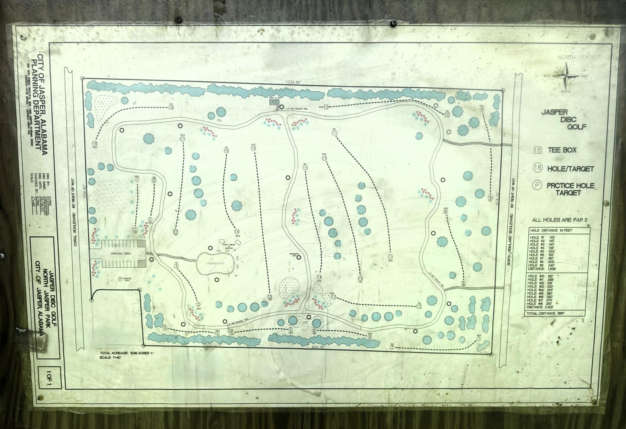 North Jasper Park disc golf map